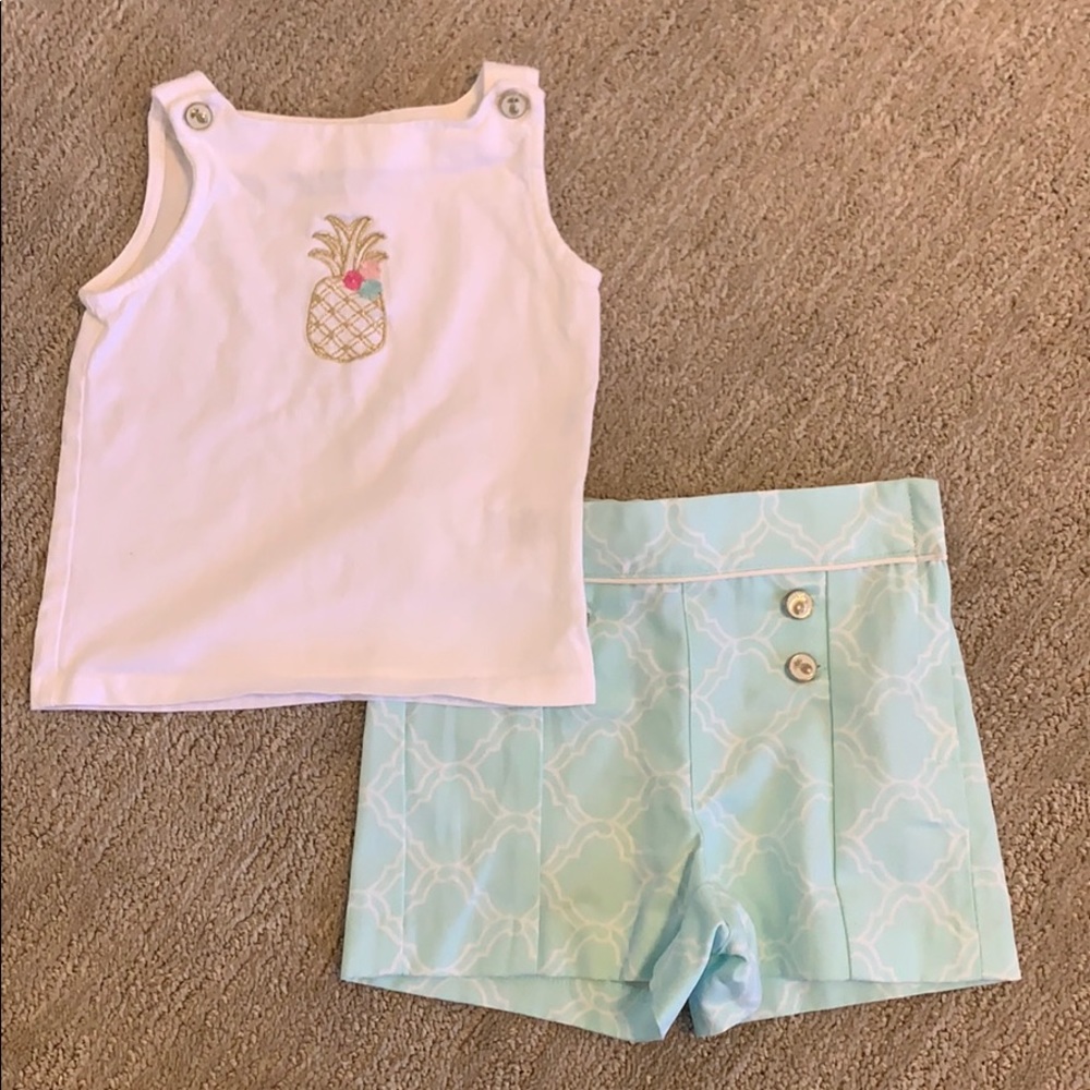 Janie and jack pineapple shorts and shirt set